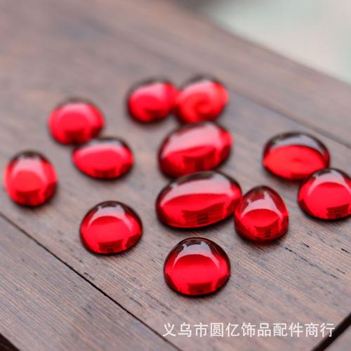 厂家直供 琉璃 玻璃大红色戒面 贴片diy服装辅料 手工发饰配件